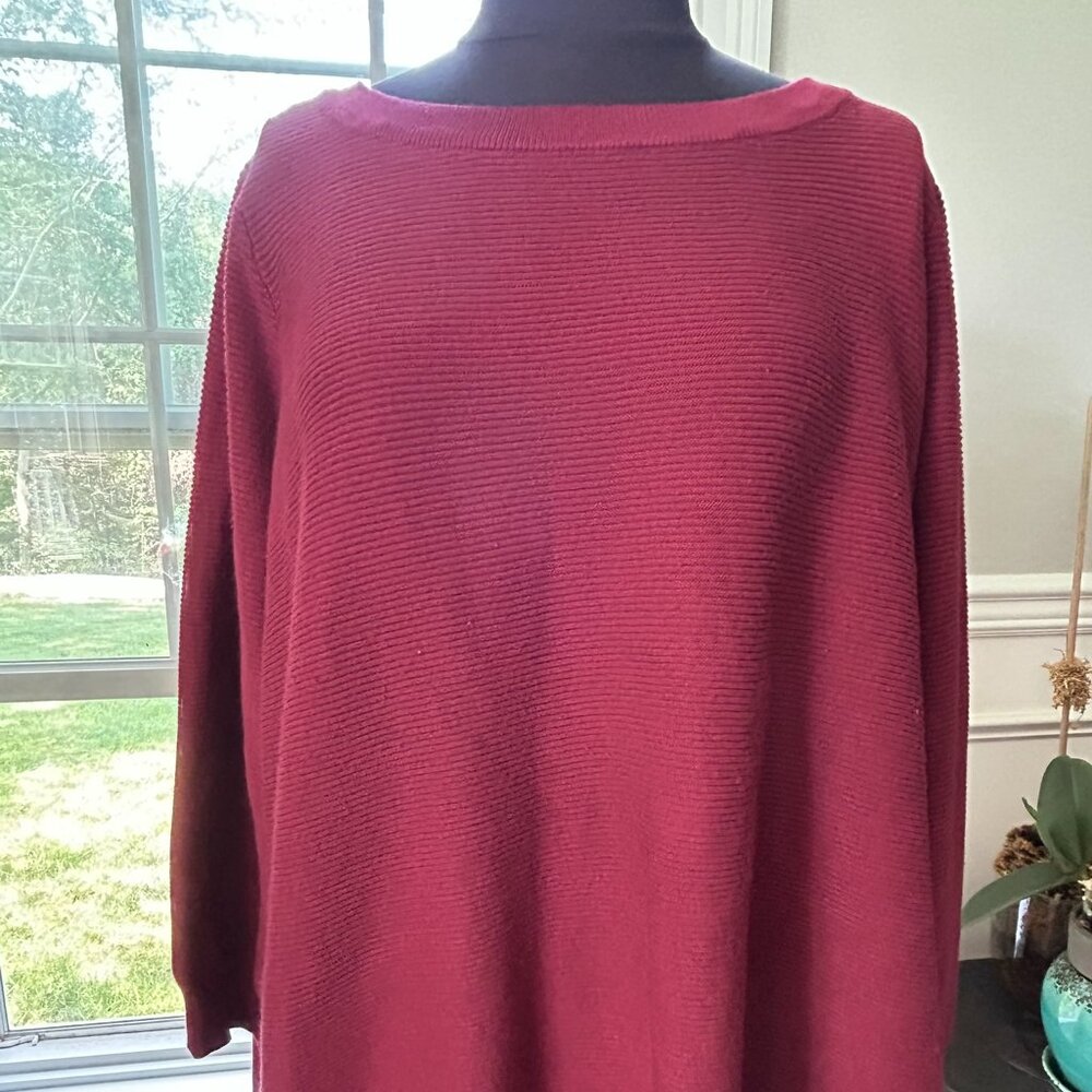 Women’s Boatneck Ribbed Sweater - Burgundy